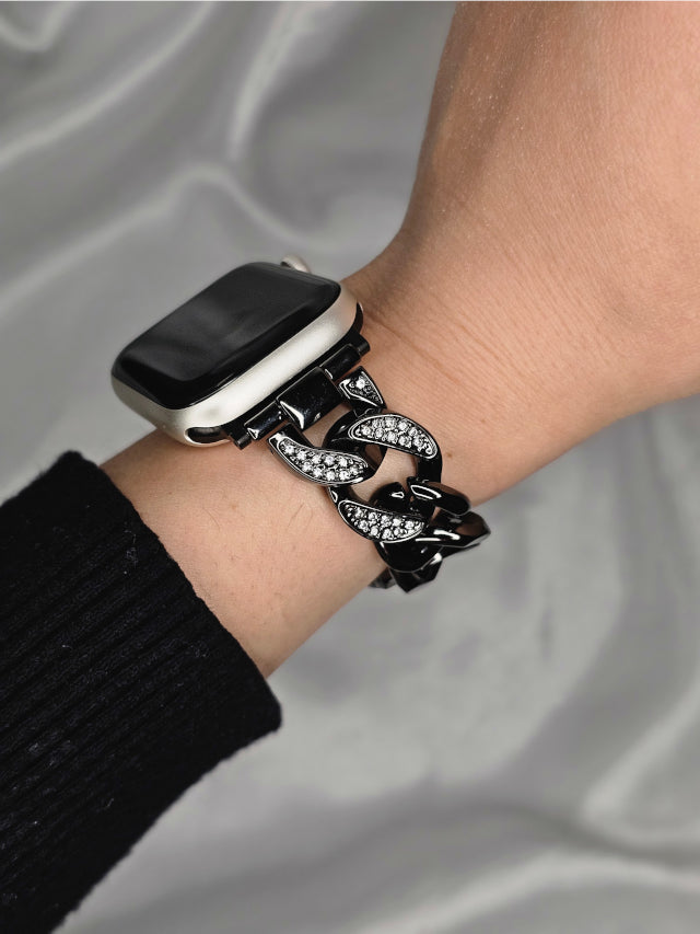 NEW Black Luxury Apple Watch Band with Charms NEW 3 Pack Black Luxury Diamond Apple Watch Bands - stein  main image 3